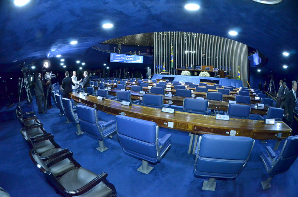 Plenário do Senado preparado para a posse, cerimônia que os senadores eleitos farão em 2027